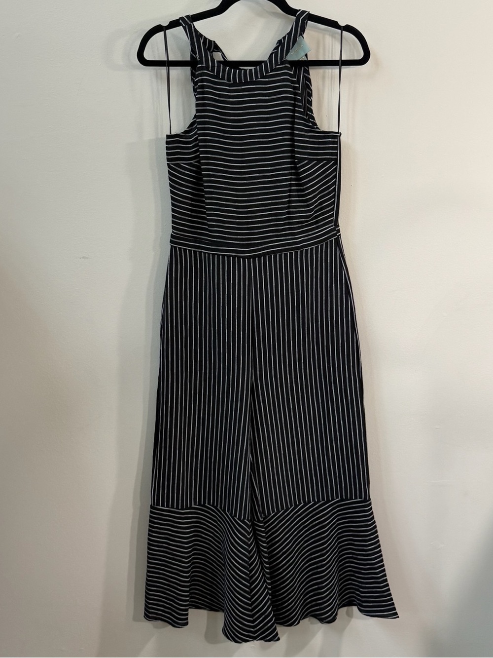 Skies Are Blue Black White Stripe Tie Waist Jumpsuit Size Small